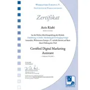 Zertifikat als Digital Marketing Assistant Anis Riahi Webdesigner