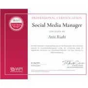 Social Media Marketing Manager Zertifikat Anis Riahi Webdesigner